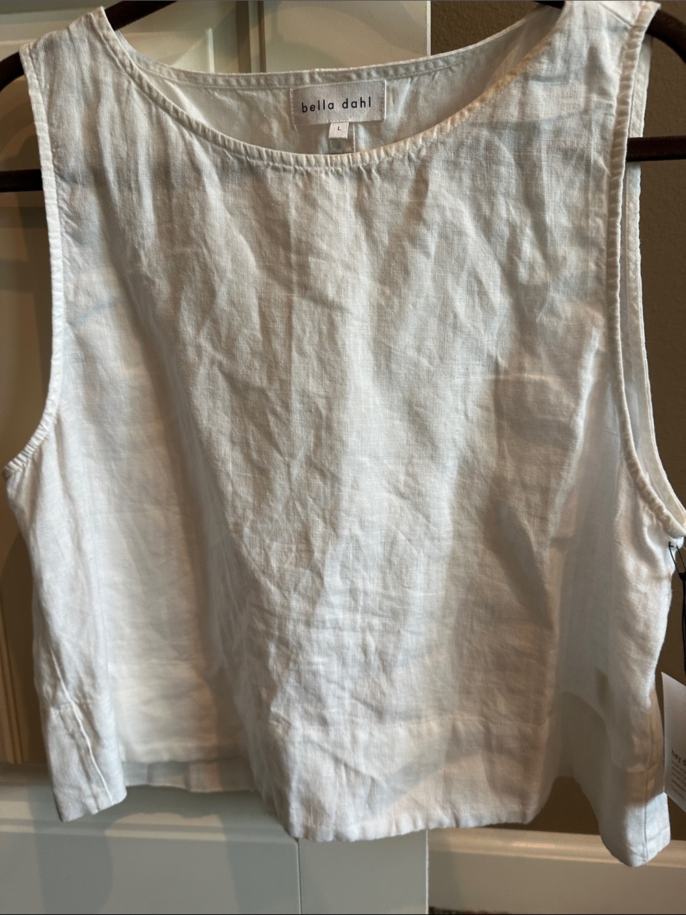 Bella Dahl White Linen Cropped Tank Top - Picture 6 of 8